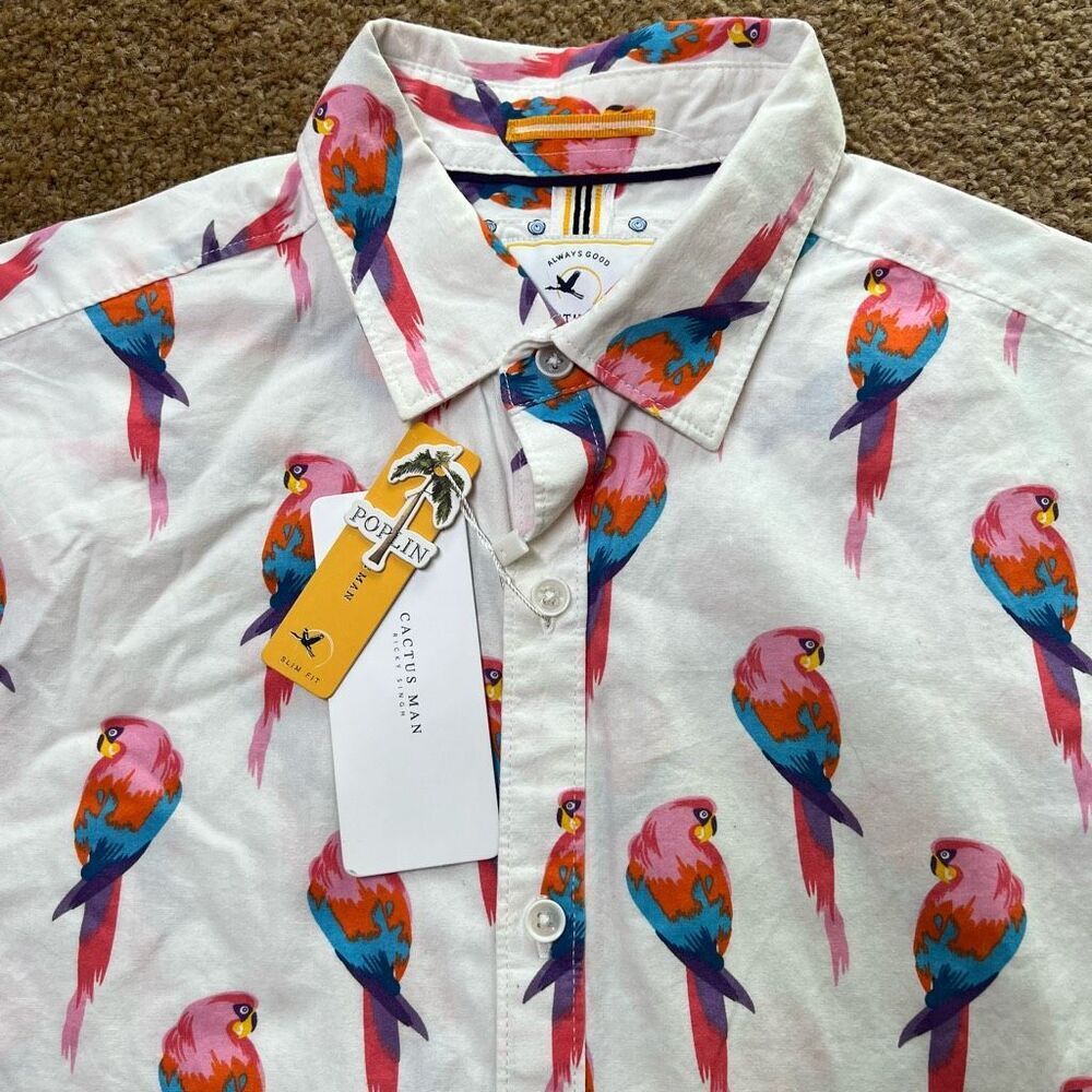 Cactus Man Mens Multicolor Slim Fit Short Sleeve Button Up Shirt Size Small NWT - Picture 2 of 8